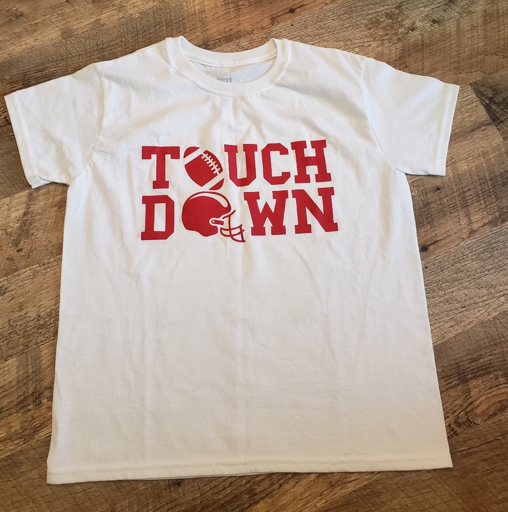 Hanes White Red Touchdown Short Sleeve Tee